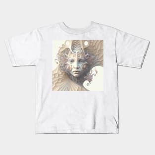 Fractal Pattern Featuring A Portrait of A Woman Kids T-Shirt